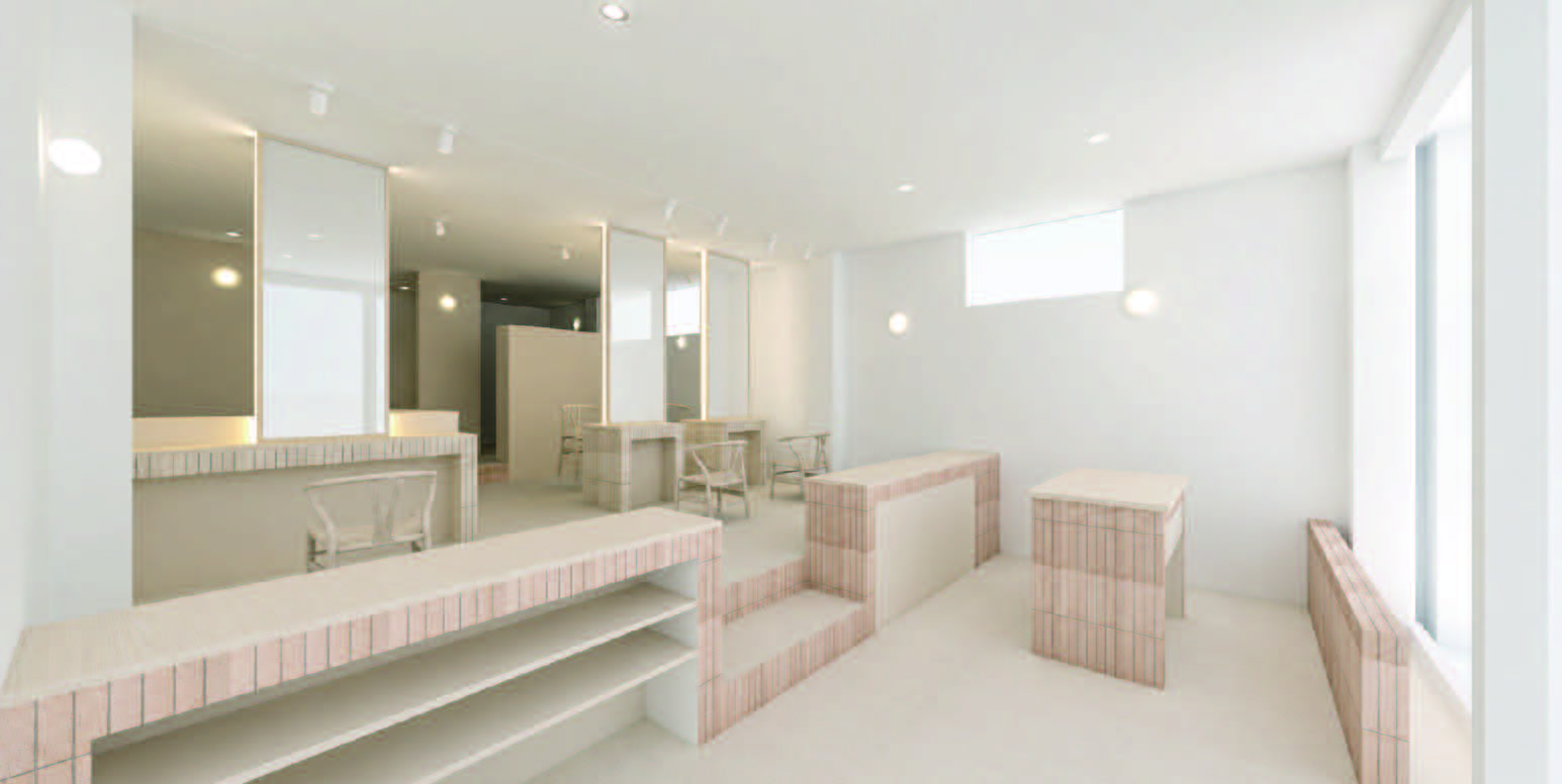 hair salon ユルム深谷稲荷 セット面5席のミラーステーション